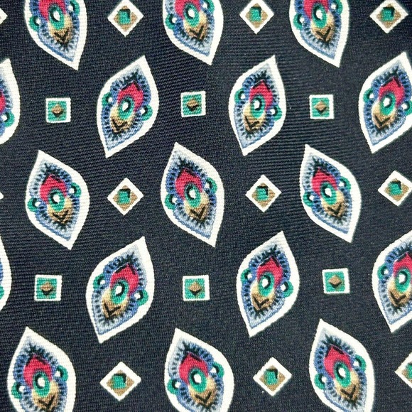 Caumont Neck Tie Men Black Preppy Business Casual Silk Abstract 55" L x 4" W - Picture 5 of 8